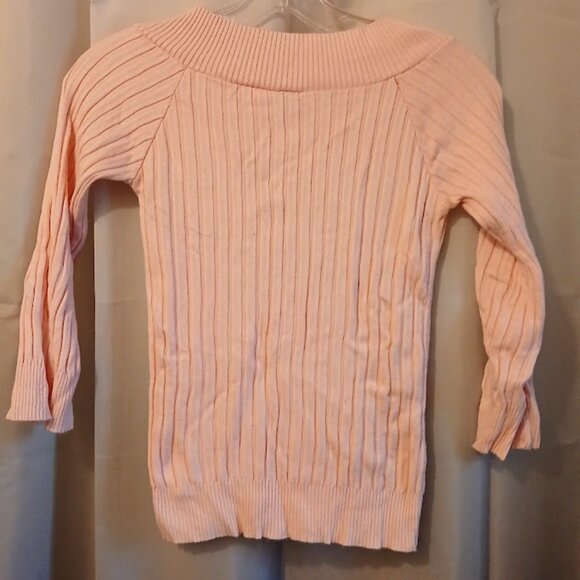 STAR CITY Ribbed Sweater Top Jr. Large Pink 3/4 Raglan Boat neck Soft & Stretchy - Picture 5 of 7